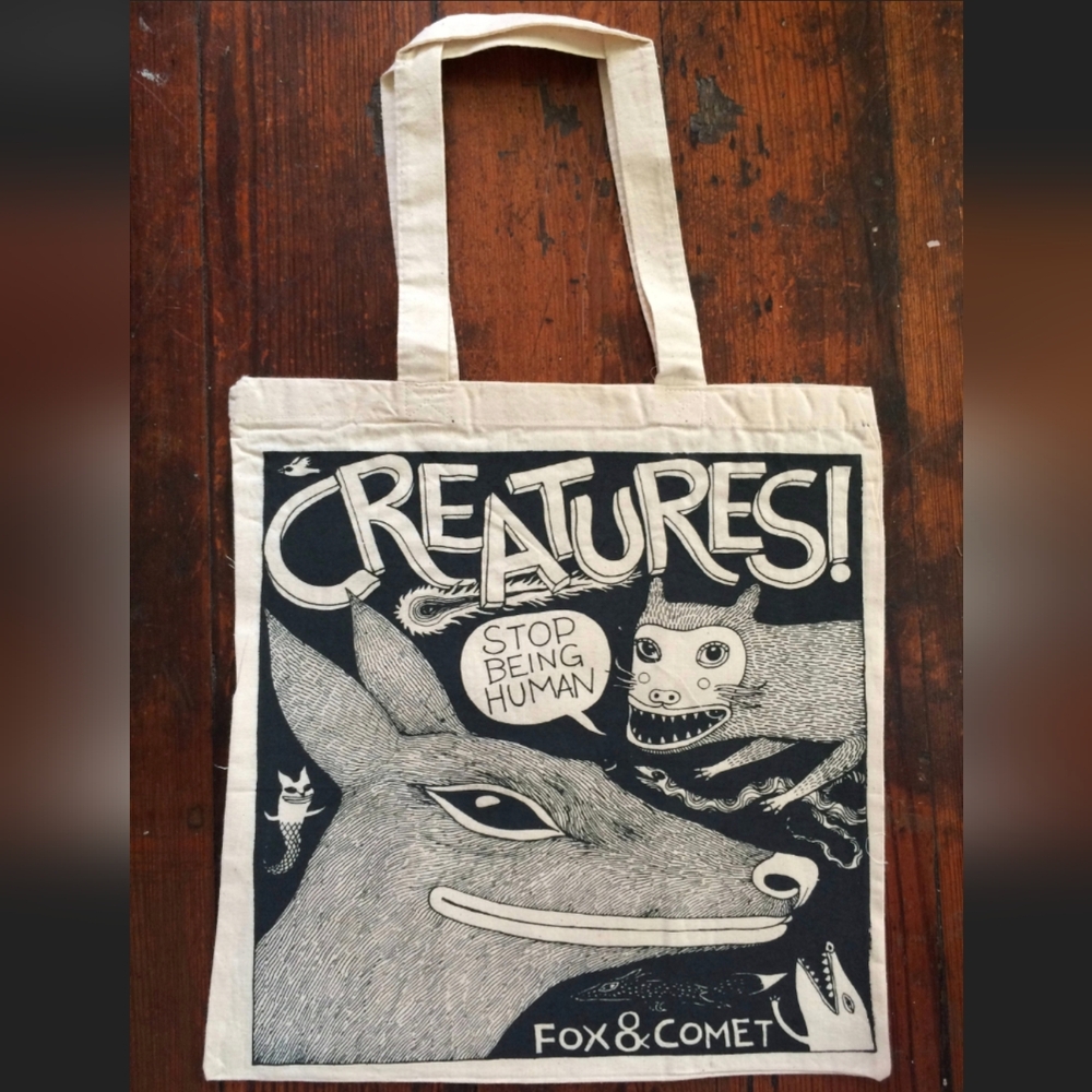 Fox Comet cotton tote bag eco friendly creatures